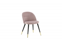 Velvet spisebordsstol i rosa velour med messingdetaljer