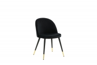 Velvet spisebordsstol i sort velour med messingdetaljer
