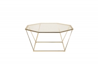 Österlen sofabord 100x100 cm i guld med glasplade