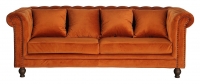 Velvet 3-personers sofa 217cm orange velour og træ
