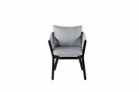 Virya spisebordsstol med gr&aring; hynder og sort stel