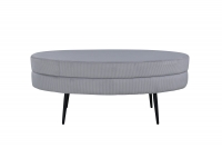 Otto Ottoman oval 100x40cm grå fløjl med sorte ben