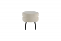 Pot puf Ø40cm med lys beige Teddy velour og sorte ben