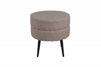 Pot puf Ø40cm med beige Teddy velour og sorte ben