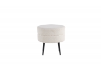 Pot puf Ø40cm med hvid Teddy velour og sorte ben