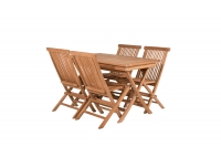Kenya havemøbelsæt med bord 120x70cm og 4 stole i teak