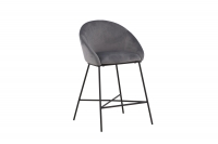 Barstol med højde 67cm og mørkegrå velour med sort metalstel