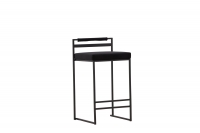 Opelika barstol 66 cm i sort velour med sort metalstel