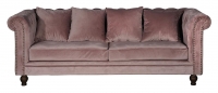 Velvet 3-personers sofa 217cm rosa velour og træ