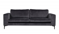 Bolero 3-personers sofa 215cm gr&aring;t velourstof og sort stel