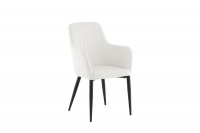 Comfort spisebordsstol med armlæn i beige med sorte ben