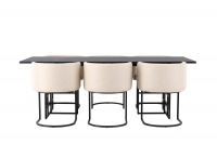 Ystad spisebordssæt 220x100cm sort med 6 Simrishman beige stole