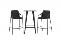 Tempe barbordsæt med bord 60x60cm og 2 Bella barstole sort