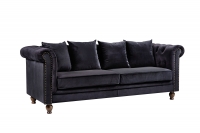 Velvet 3-personers sofa 217cm sort velour og træ