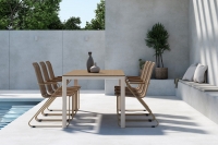 Etna havemøbelsæt med bord 210x90cm og 6 stk Bois stole beige