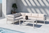 Copacabana hjørne loungesofa 3 + 3 modul med hynder og bord beige