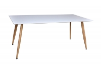 Polar spisebord 180x90 cm i hvid MDF med natur stålben
