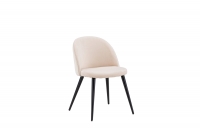 Velvet spisebordsstol i beige velour & linned med sort stel