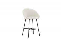 Velvet barstol 69 cm med hvid teddy og sort metalstel
