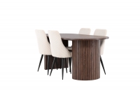 Härön spisebordssæt 200x90cm mocca med 4 beige stole