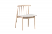 Flora spisebordsstol med beige stof og hvid eg ben
