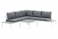 Odense sofagruppe med hynder og bord hvid