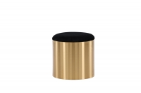 Puff stol Ø45cm guld med sort velour sæde
