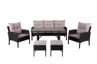Knock outdoor loungegruppe med sofa, stole, skamler og bord