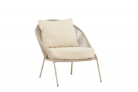 Lindos Lounge stol i stål med beige reb og hynder