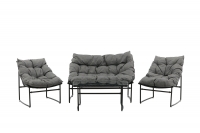 Tina loungegruppe med sofa 2 stole og bord sort