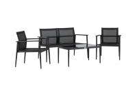 Break loungesæt med sofa 2 stole og bord sort