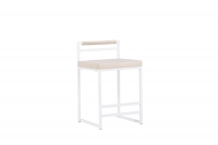 Opelika barstol 58 cm beige i blød velour med hvide stålben