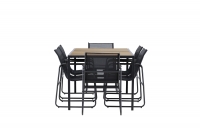 Lampedusa havem&oslash;bels&aelig;t med bord 160cm og 6 sorte stole