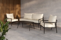 Taromina loungesæt med sofa 2 stole og bord beige og sort