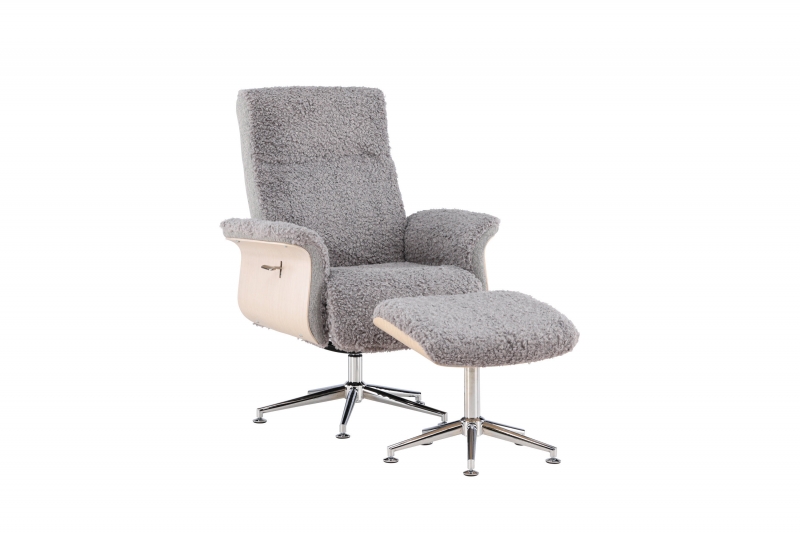 Hagön lounge lænestol med skammel i grå pelslook