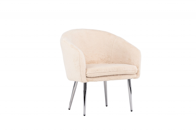 Wanda lænestol med Teddy stof og stålben beige
