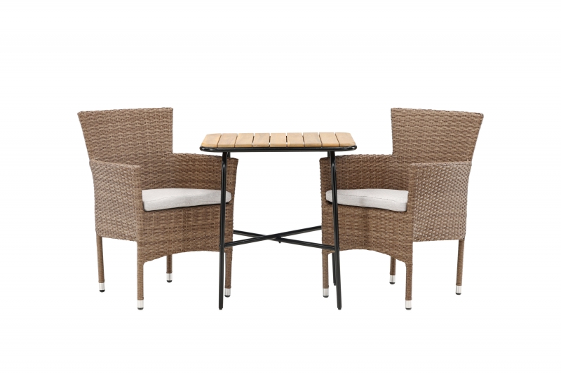 Holmbeck+Malina havesæt med cafebord 70x55cm og 2 fletstole