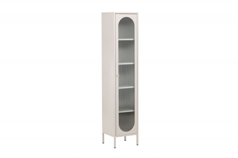 Cali skab med 4 hylder og glaslåge 37x180x35cm beige
