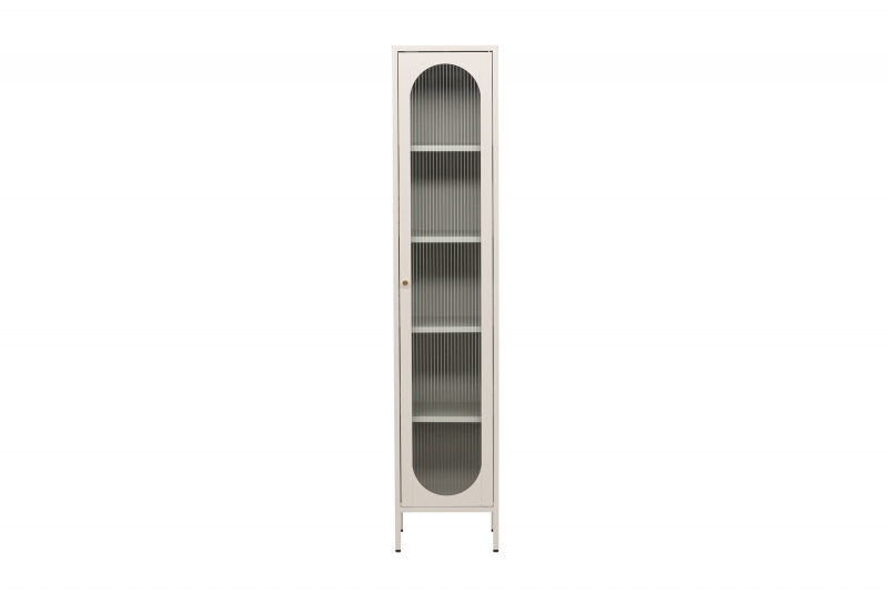 Cali skab med 4 hylder og glaslåge 37x180x35cm beige