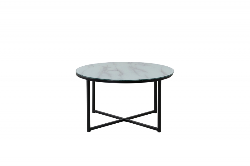 Rock rundt sofabord Ø80cm med hvid marmorlook