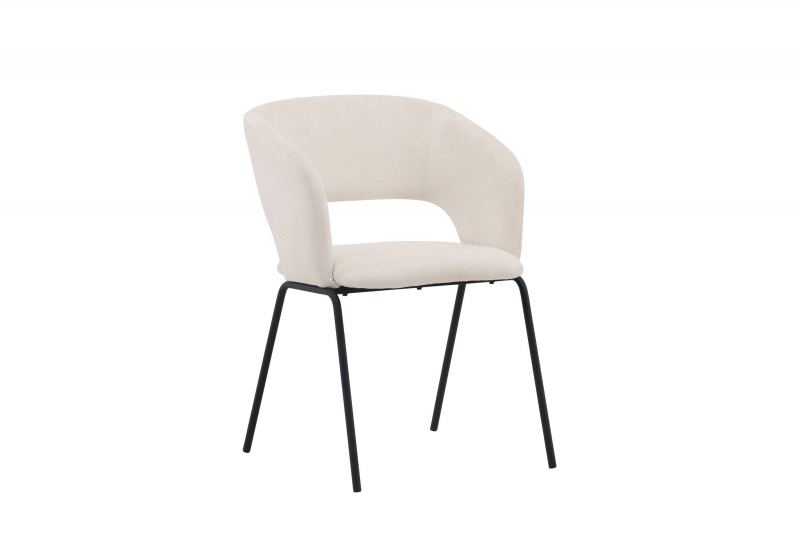 Day spisebordsstol med offwhite linnestof og sorte ben