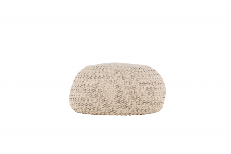 Sam rund puf Ø60cm stikket polyester beige