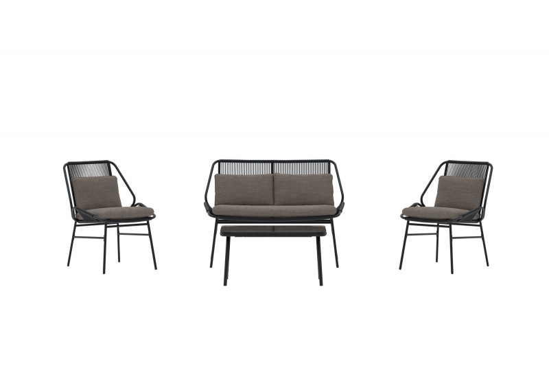 Zakynthos udend&oslash;rss&aelig;t med sofa, stole, hynder og bord sort