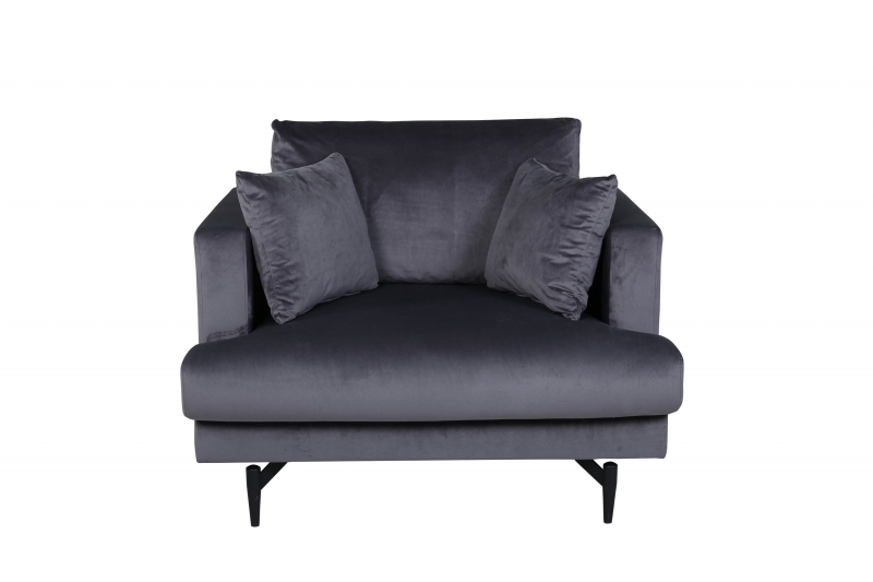 Sofia Single Sofa &ndash; sort/m&oslash;rkegr&aring; velour