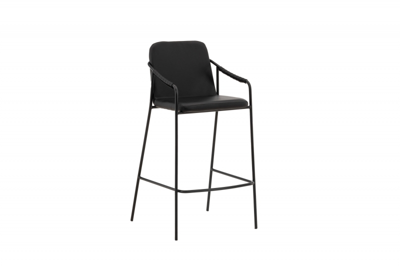 Tvist barstol med armlæn 72 cm sort PU og metalstel
