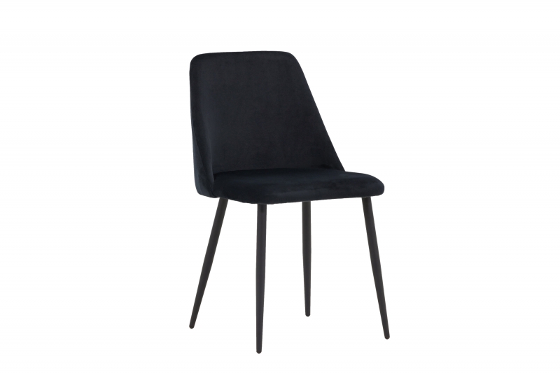 Night spisebordsstol med sort velour og sorte ben
