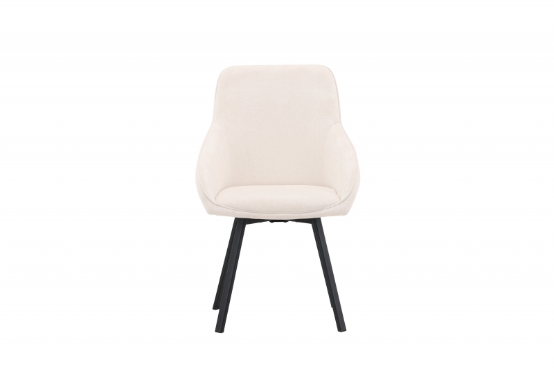 Rosie spisebordsstol med armlæn beige og sorte ben