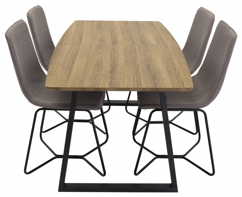 Inca spisebord i eg 160/200x85cm med 4 X-dining stole gr&aring;