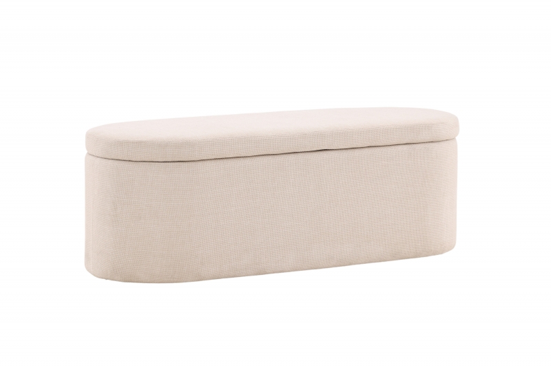 Potenza Ottoman 130x50cm med skjult opbevaring råhvid