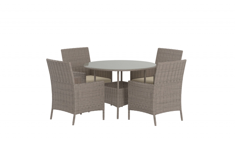 Lefkas have spisebordss&aelig;t med rundt bord og 4 stole brun